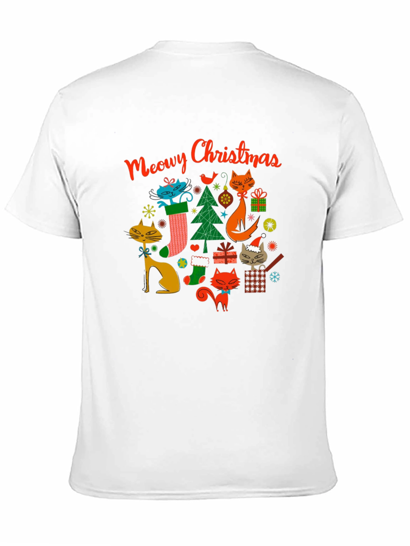 Meowy Christmas Cat T-Shirt - Holiday Novelty Tee