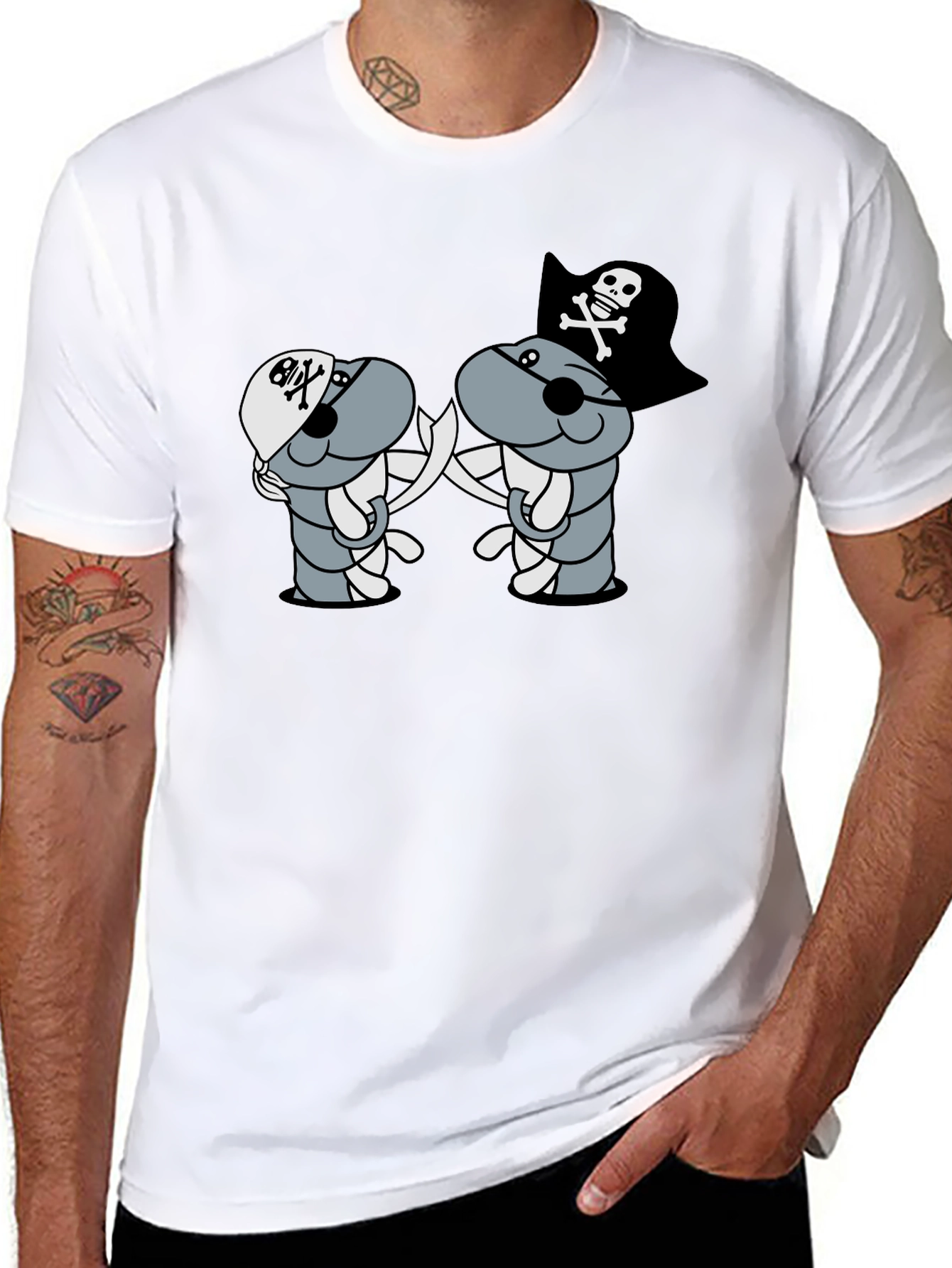 Pirate Cartoon T-Shirt - Black