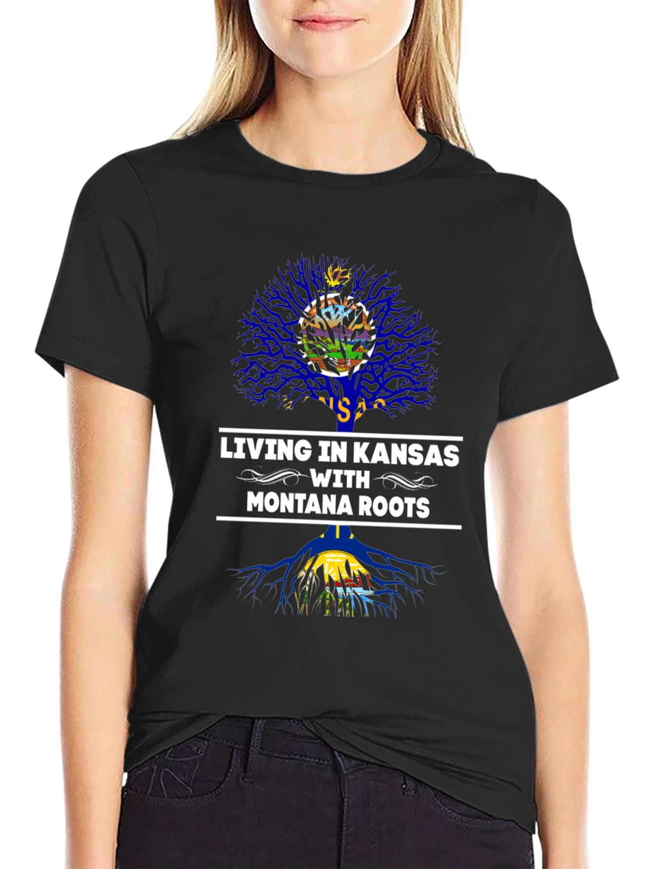 Living in Kansas with Montana Roots T-Shirt