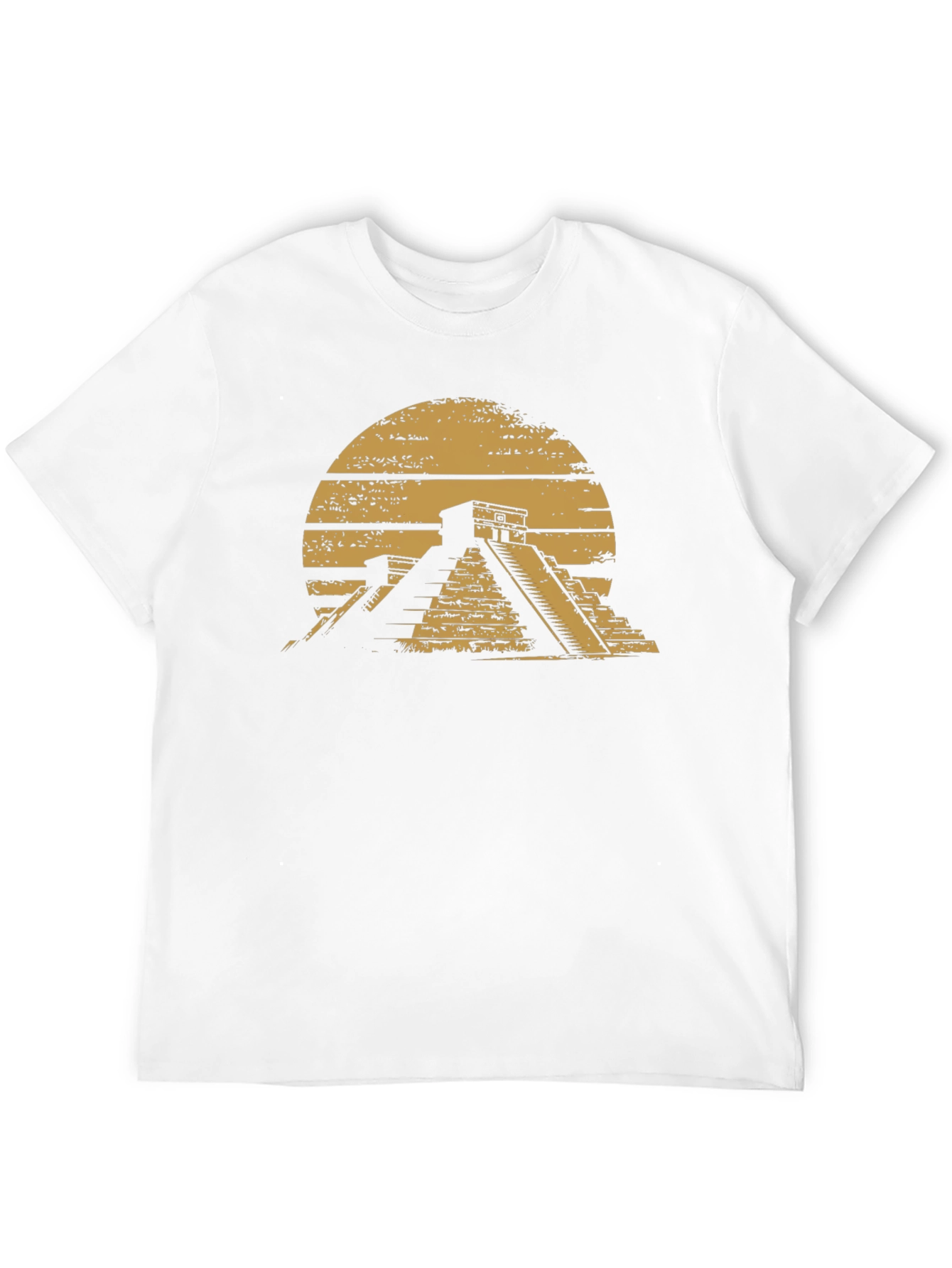 Aztec Pyramid Graphic Tee - Black Cotton T-Shirt