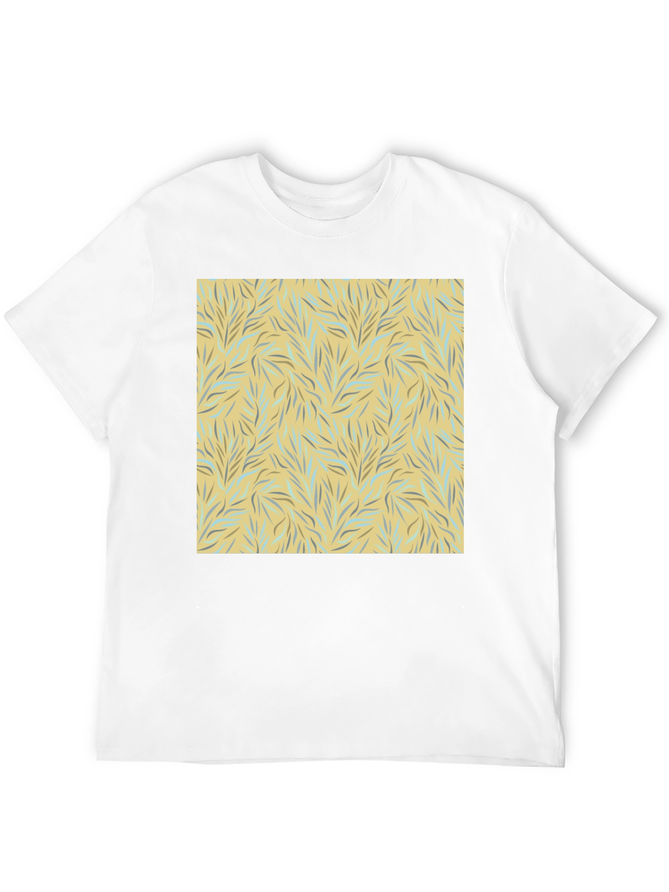 Trendy Black Tee with Abstract Leaf Design