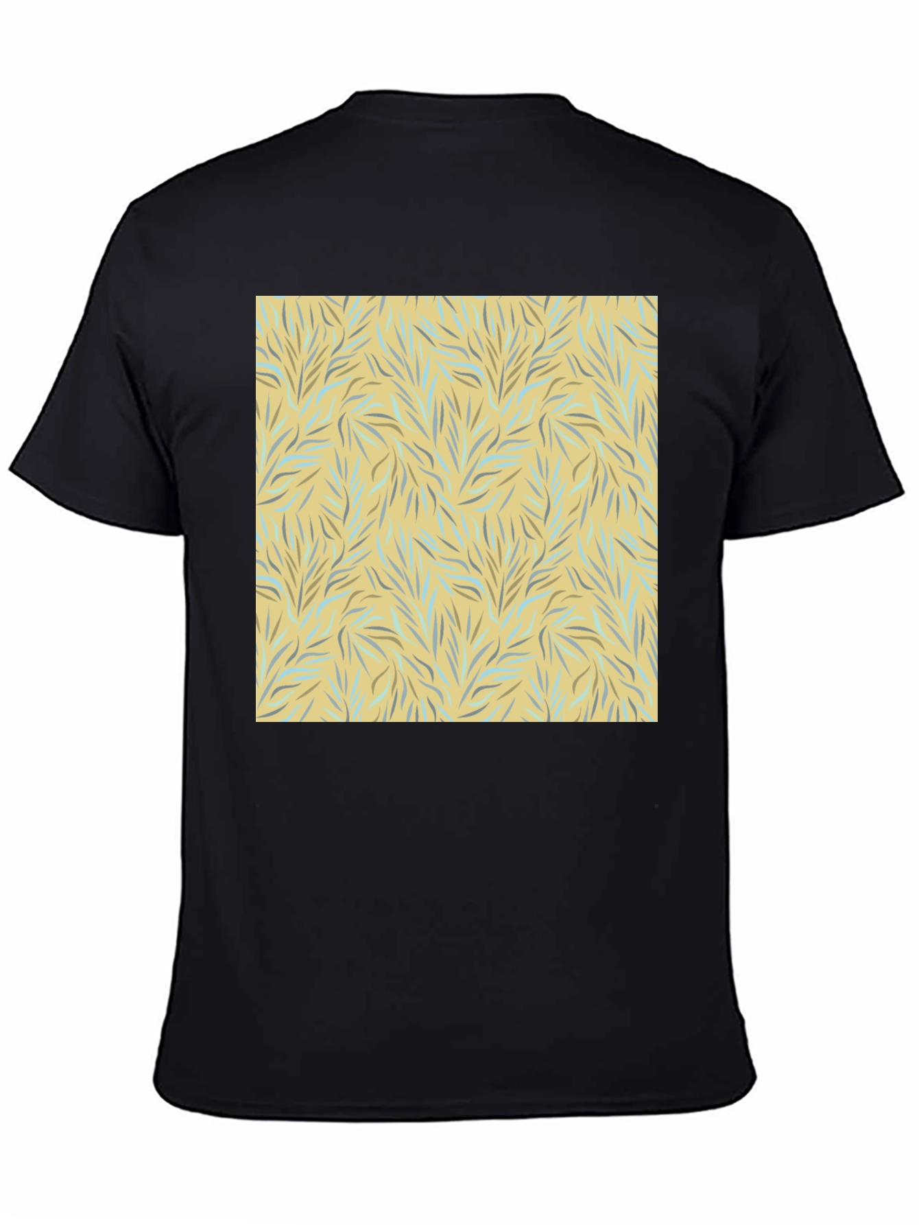 Trendy Black Tee with Abstract Leaf Design