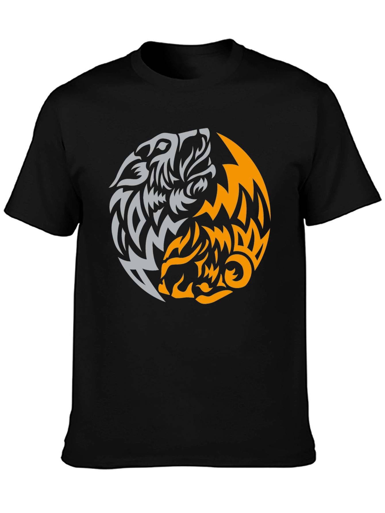 Yin Yang Wolves Graphic Tee - Black