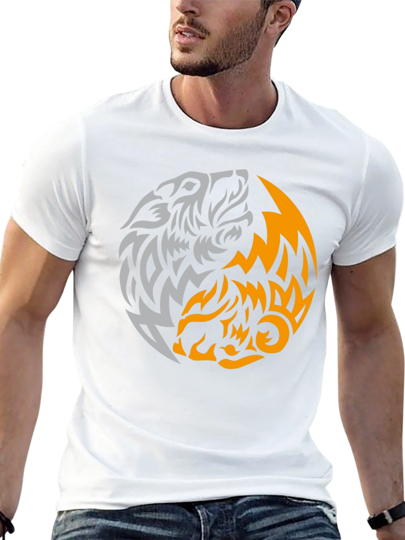 Yin Yang Wolves Graphic Tee - Black