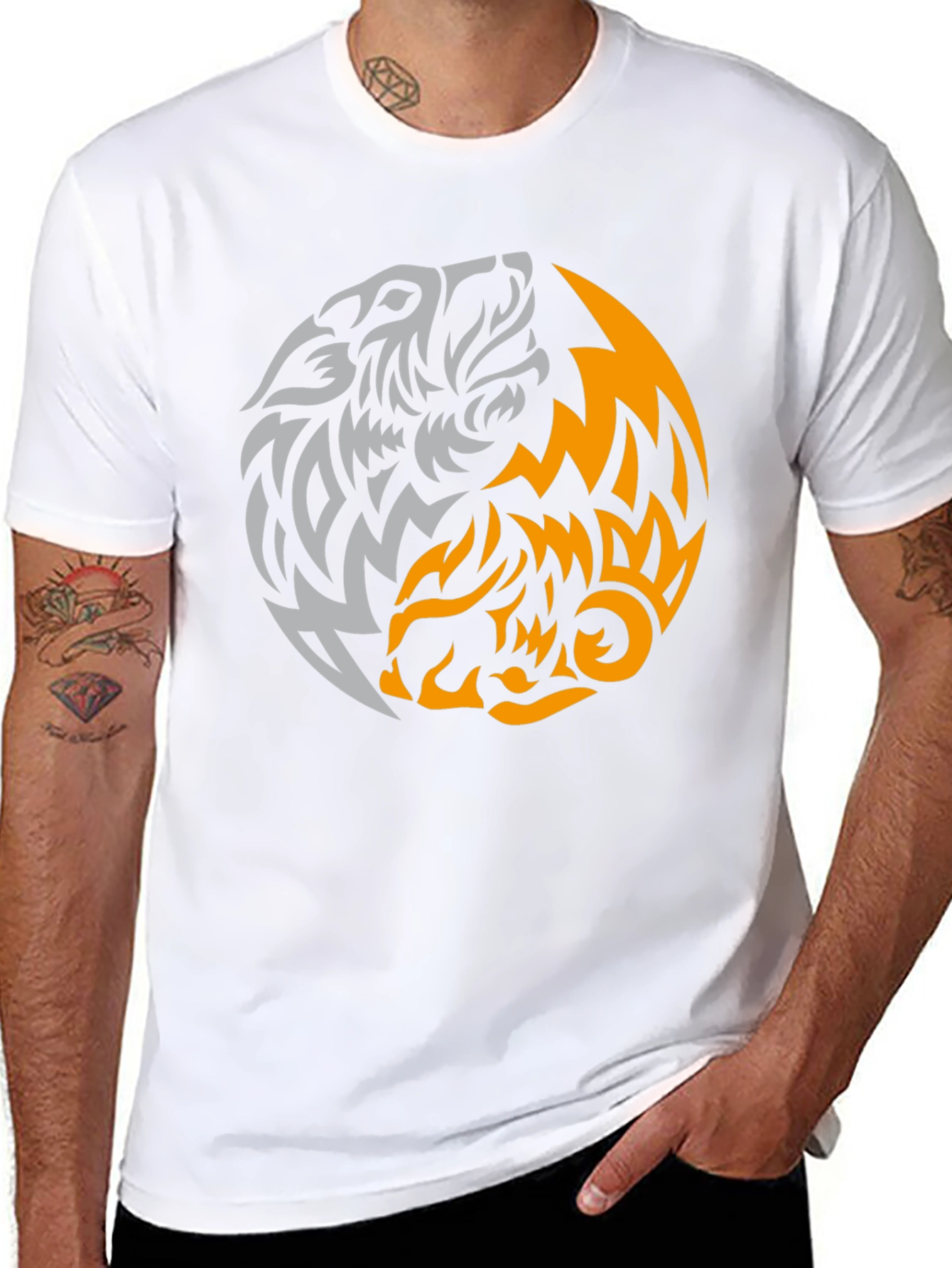 Yin Yang Wolves Graphic Tee - Black