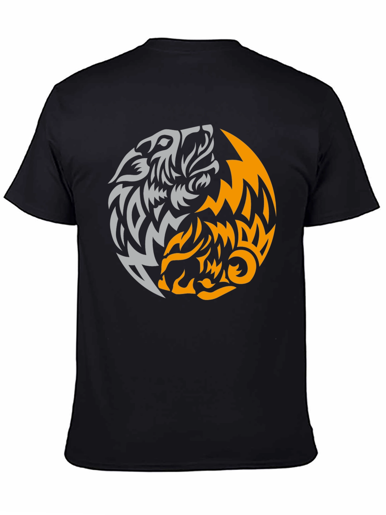 Yin Yang Wolves Graphic Tee - Black
