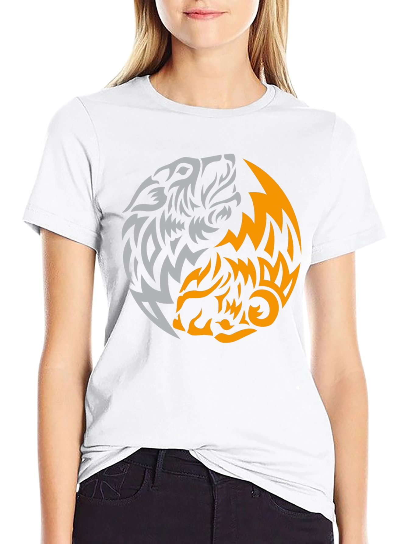Yin Yang Wolves Graphic Tee - Black