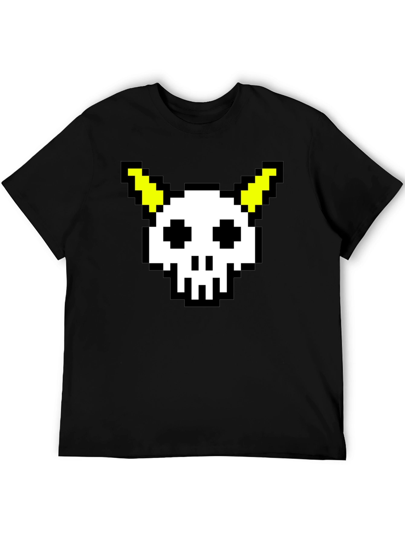 Pixel Skull & Horns Black T-Shirt