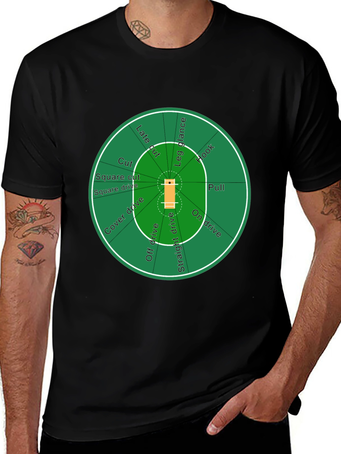 Cricket Field T-Shirt - Black Cotton Tee