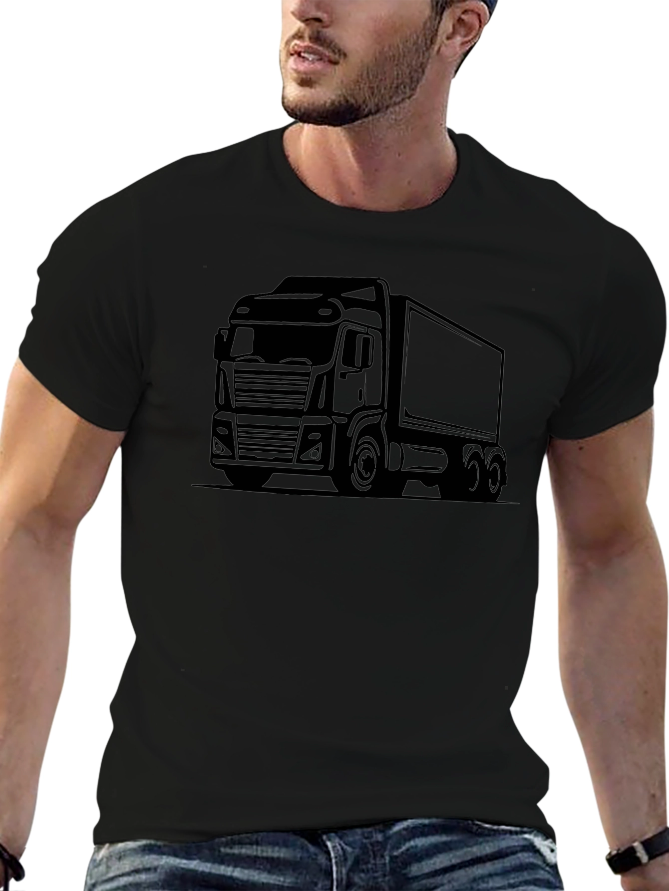 Truck Graphic Tee - Classic Black Trucker Shirt