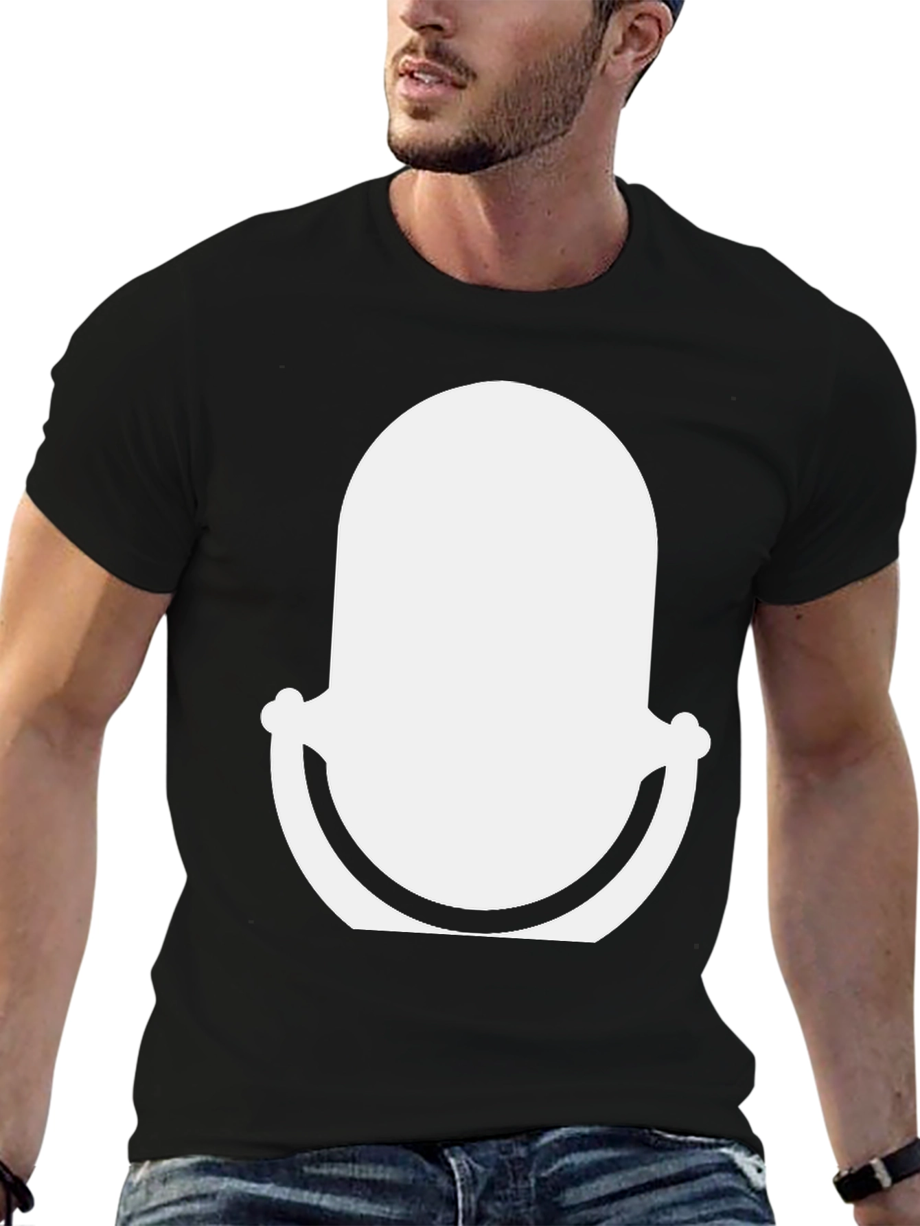 Black T-Shirt with Abstract White Graphic Design