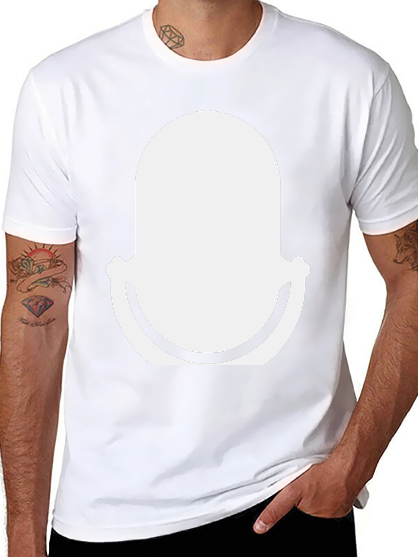 Black T-Shirt with Abstract White Graphic Design