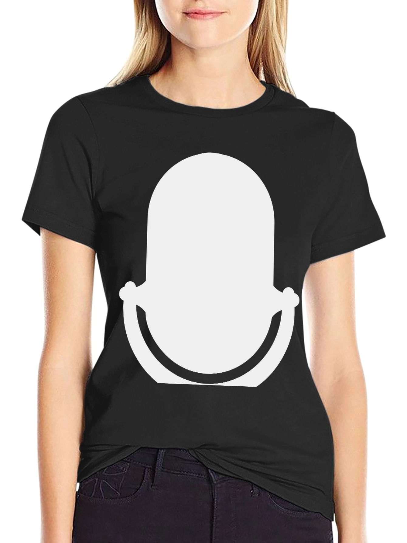 Black T-Shirt with Abstract White Graphic Design