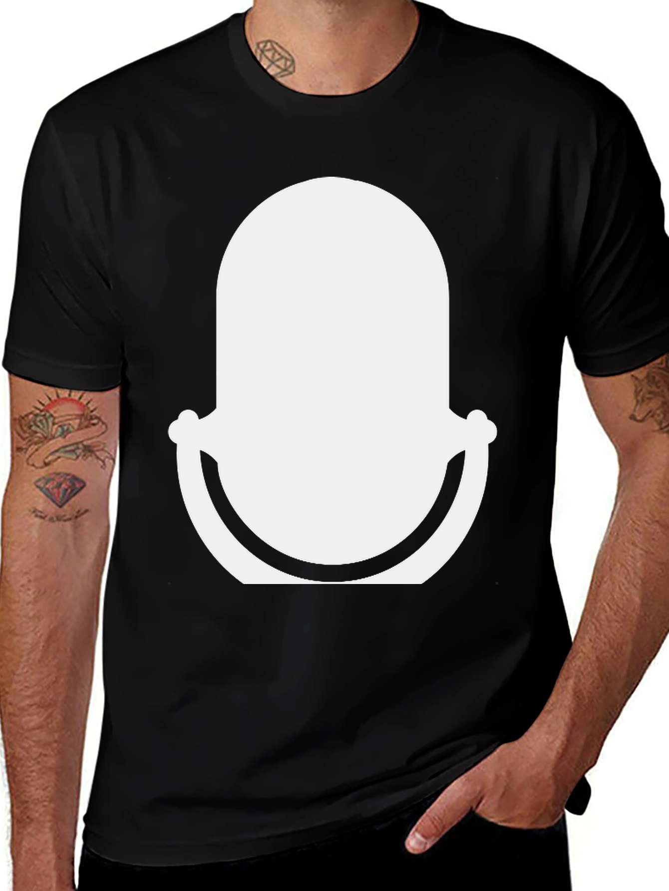Black T-Shirt with Abstract White Graphic Design