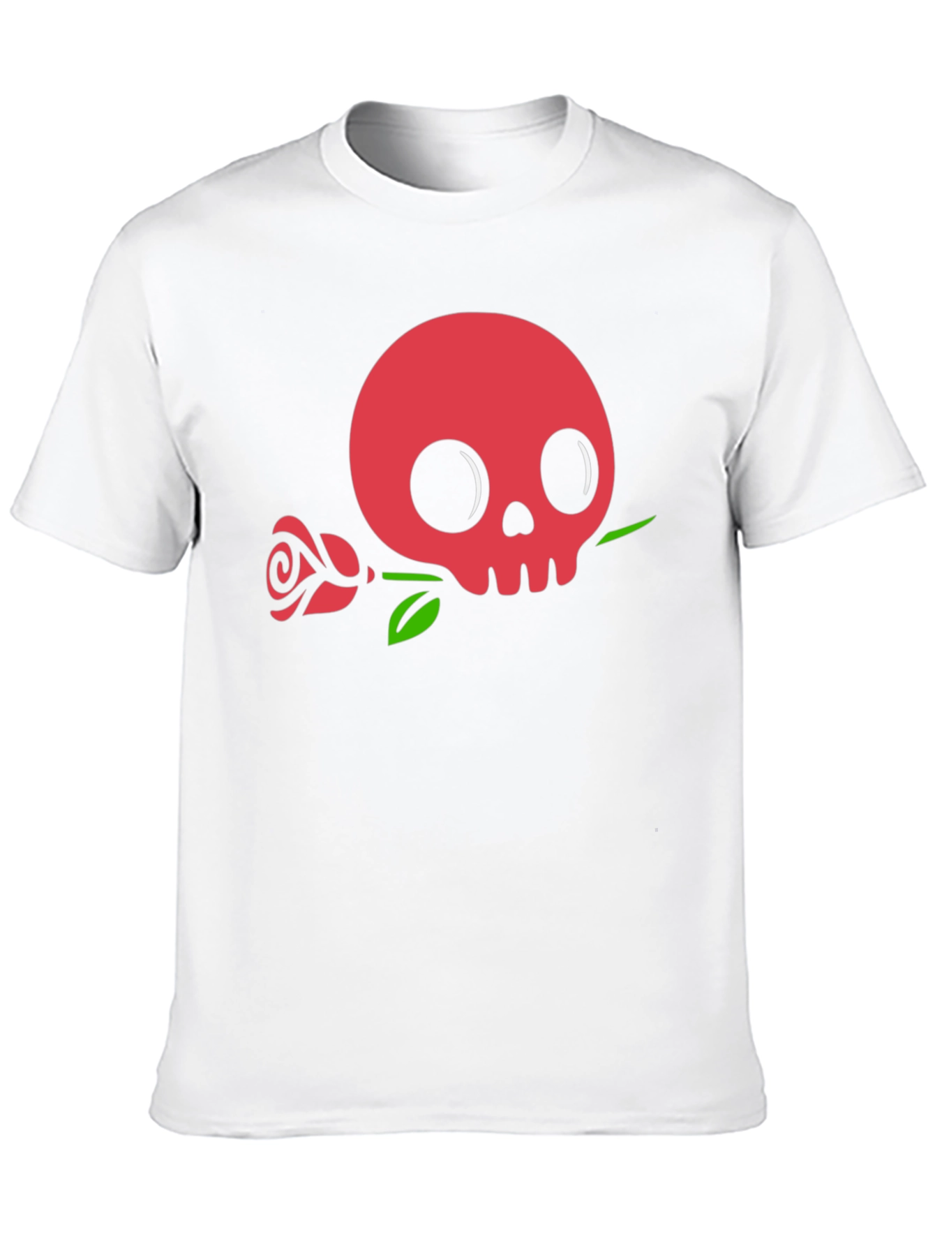 Skull & Rose Graphic Tee - Black Cotton Casual