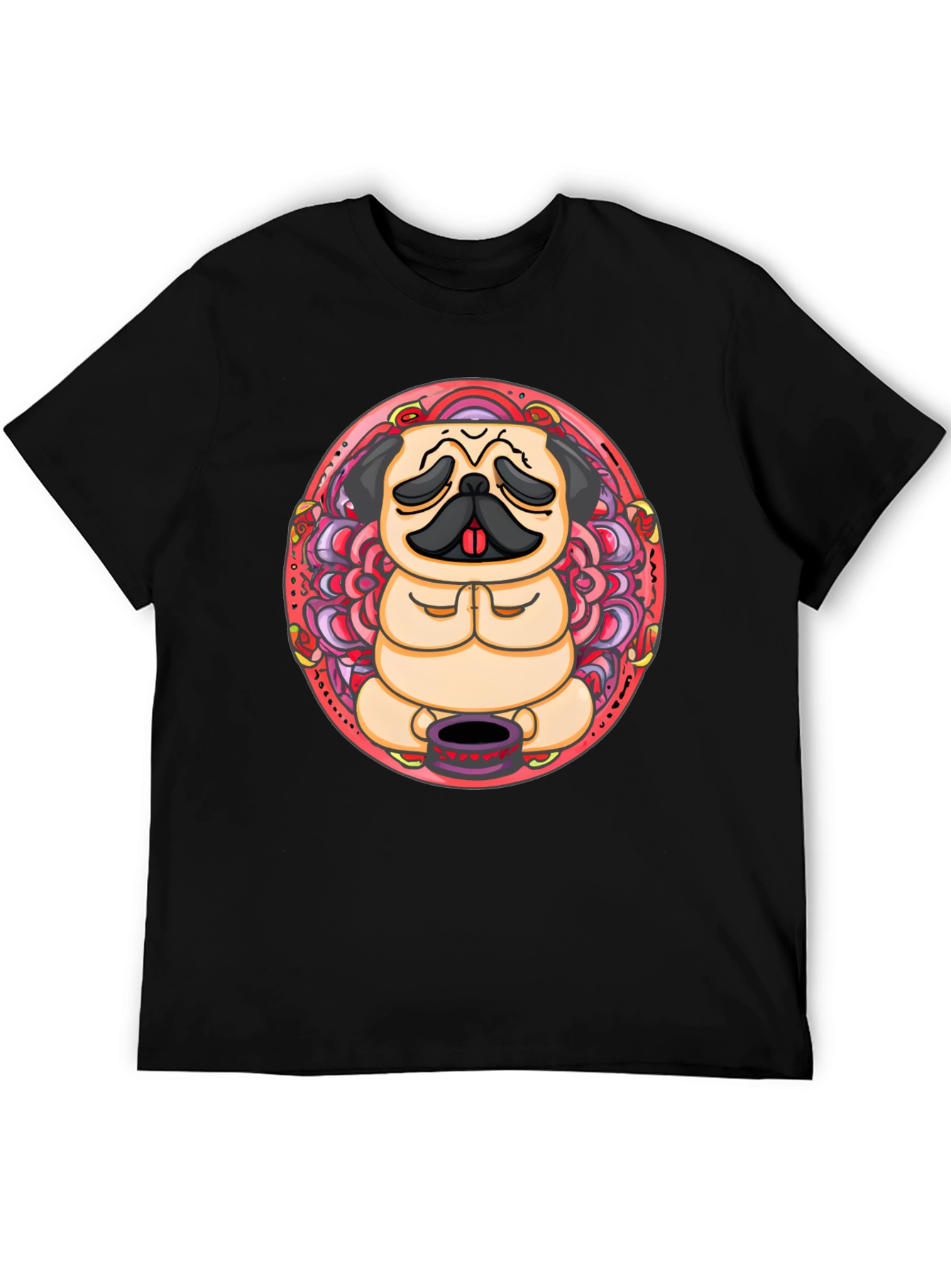 Zen Pug Graphic T-Shirt - Meditating Dog Tee