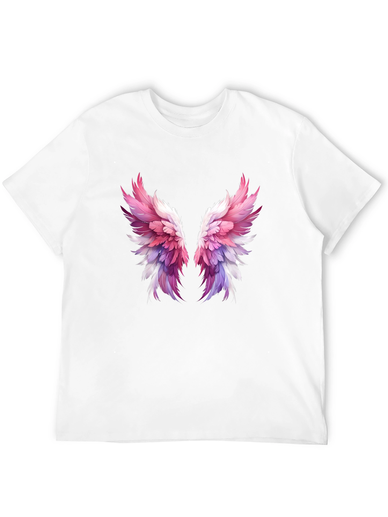 Winged Graphic Tee - Trendy Feather Print Shirt