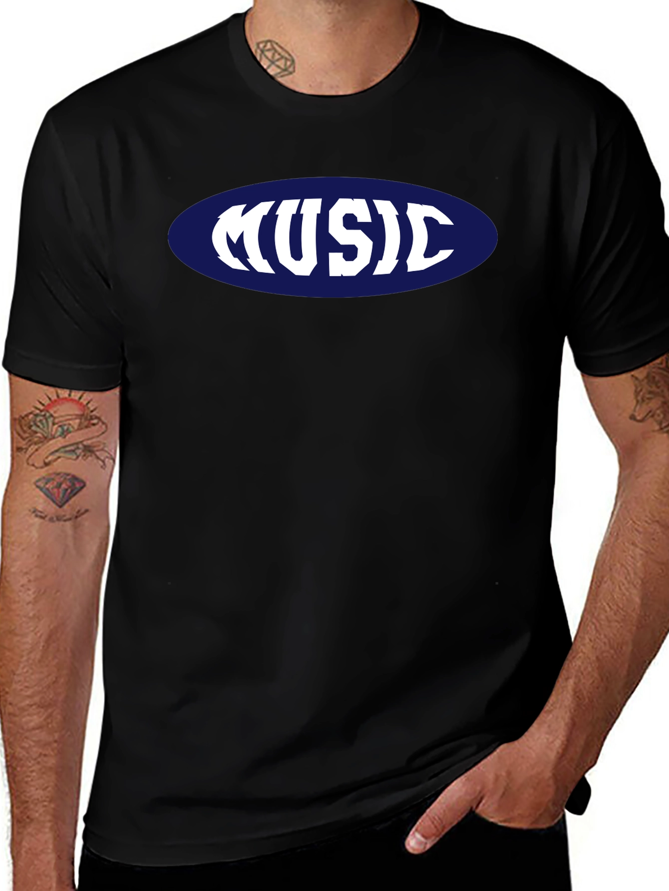 Music T-Shirt - Retro Oval Design