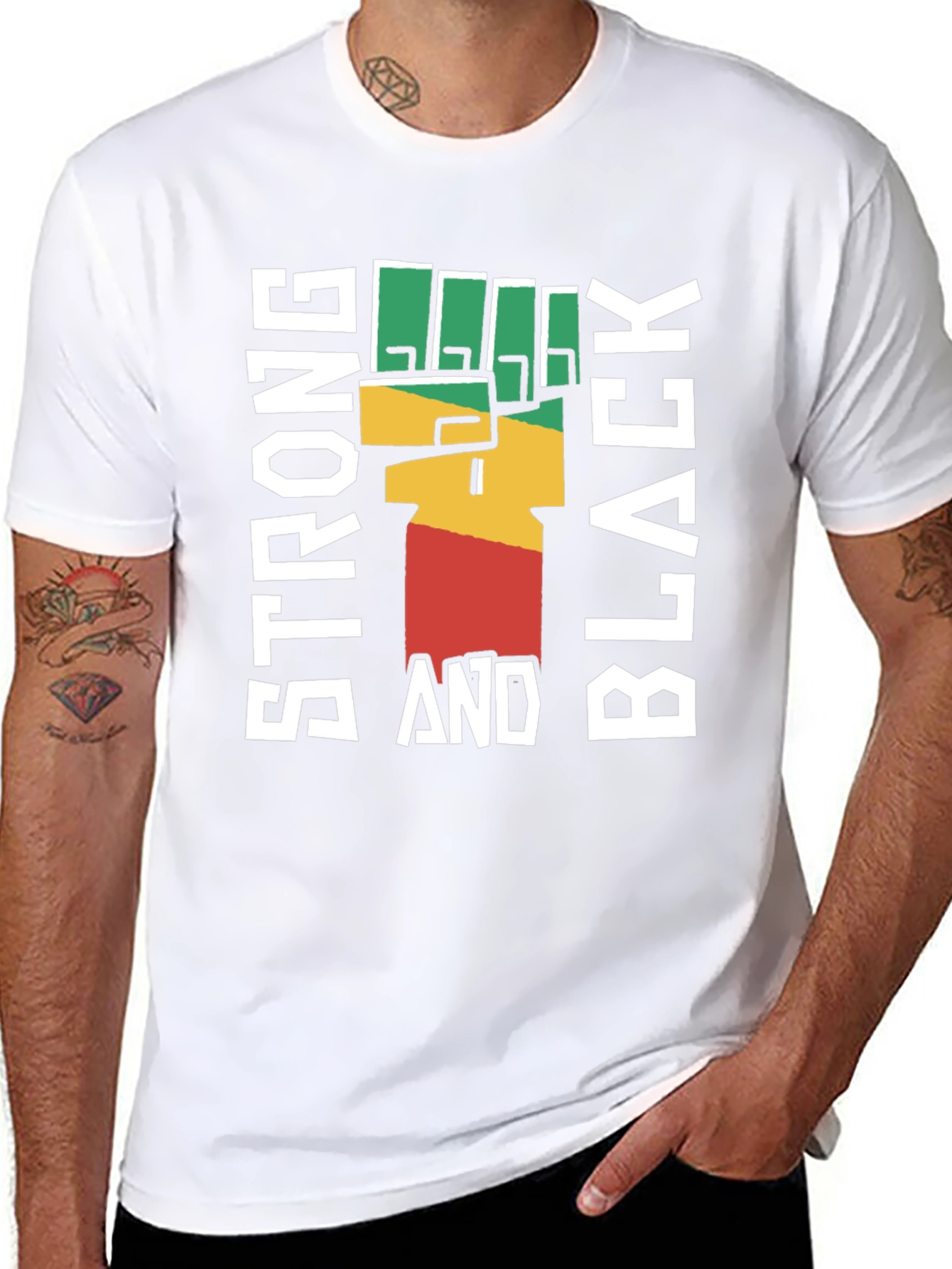 Strong And Black Fist Graphic Tee - Empowering Design