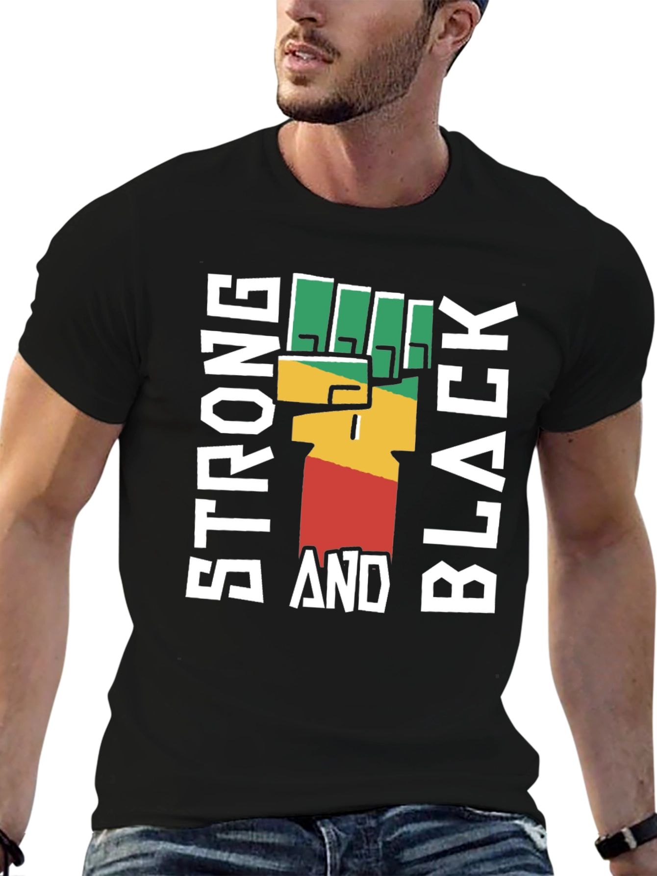 Strong And Black Fist Graphic Tee - Empowering Design