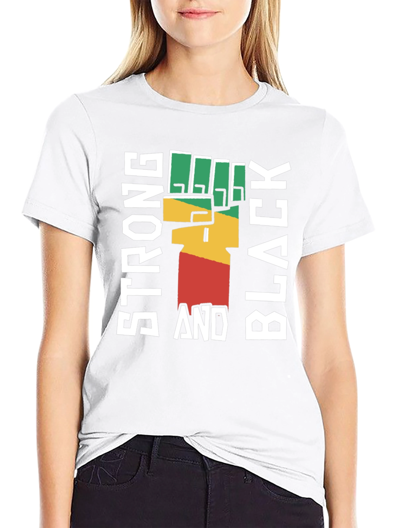 Strong And Black Fist Graphic Tee - Empowering Design