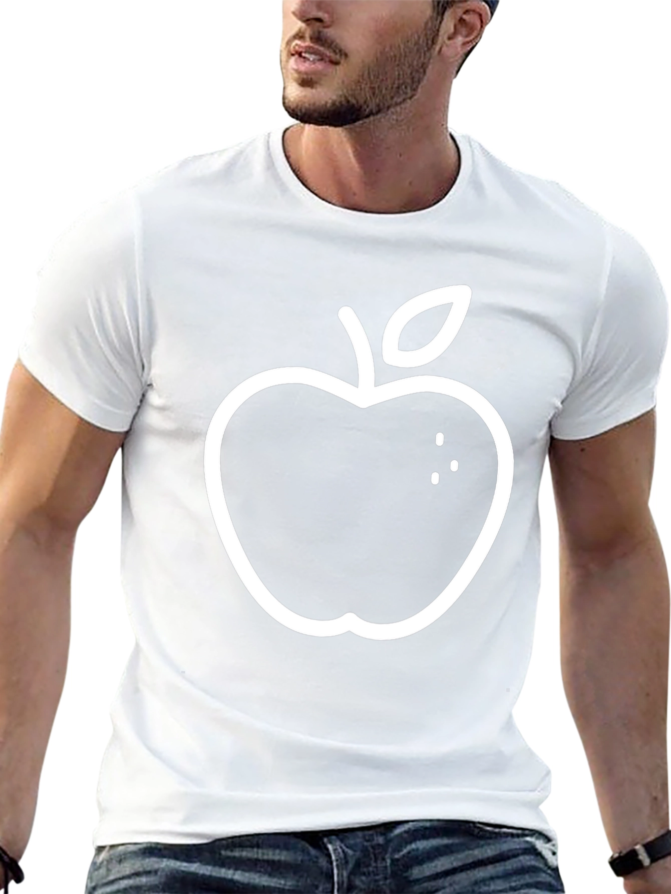 Apple Graphic Print Black T-Shirt