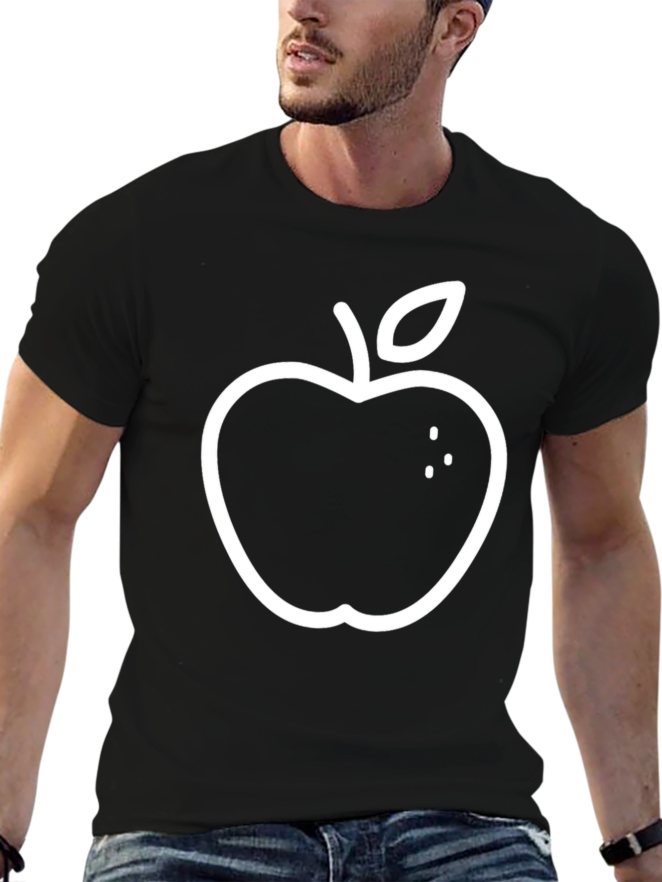 Apple Graphic Print Black T-Shirt