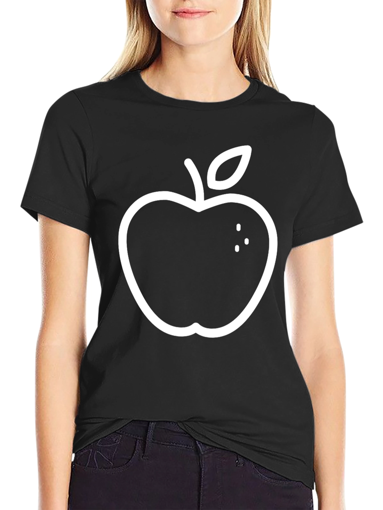Apple Graphic Print Black T-Shirt