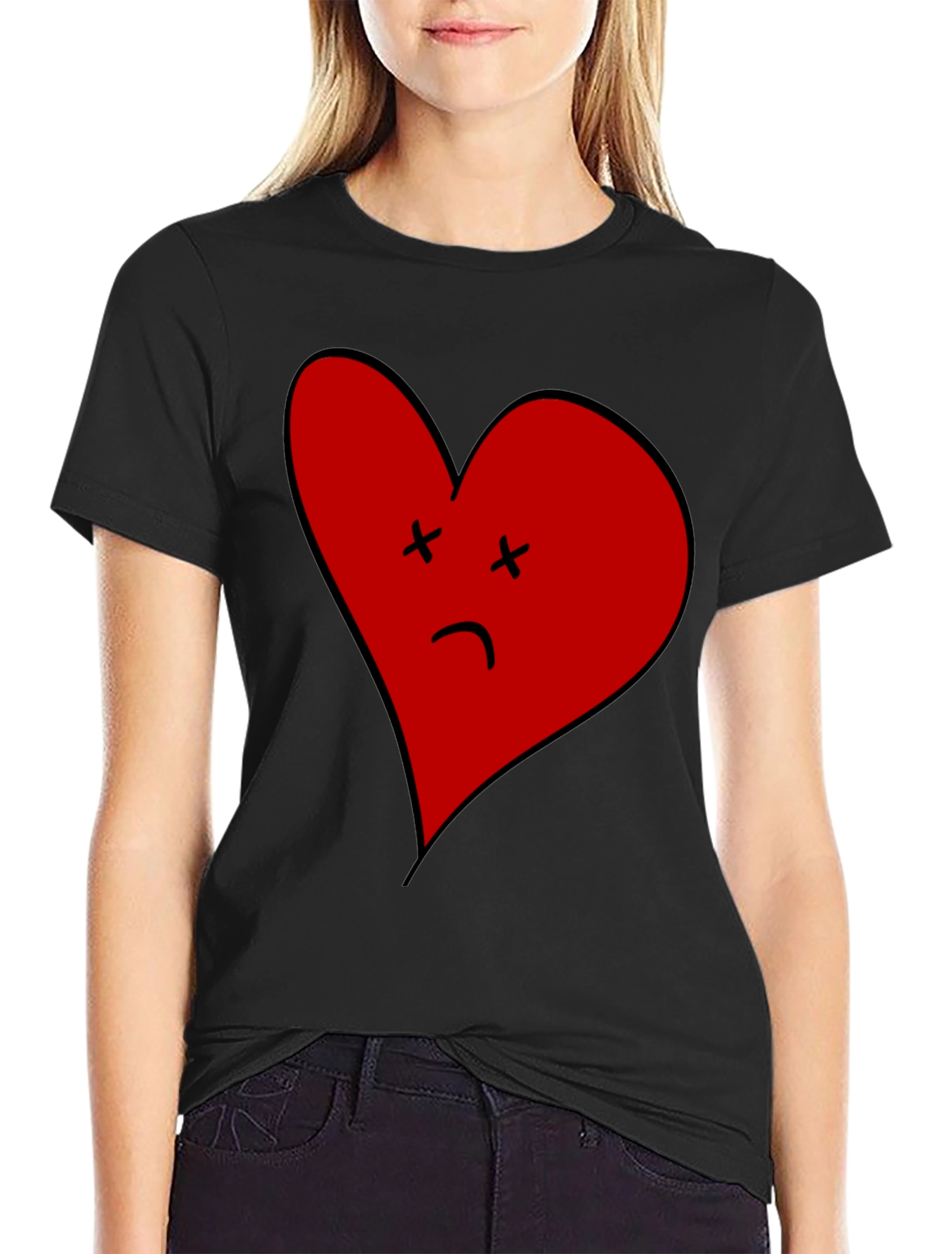 Sad Heart Graphic Tee - Unisex Black T-Shirt