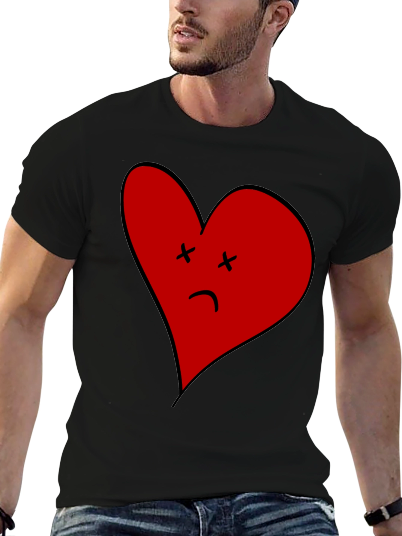 Sad Heart Graphic Tee - Unisex Black T-Shirt