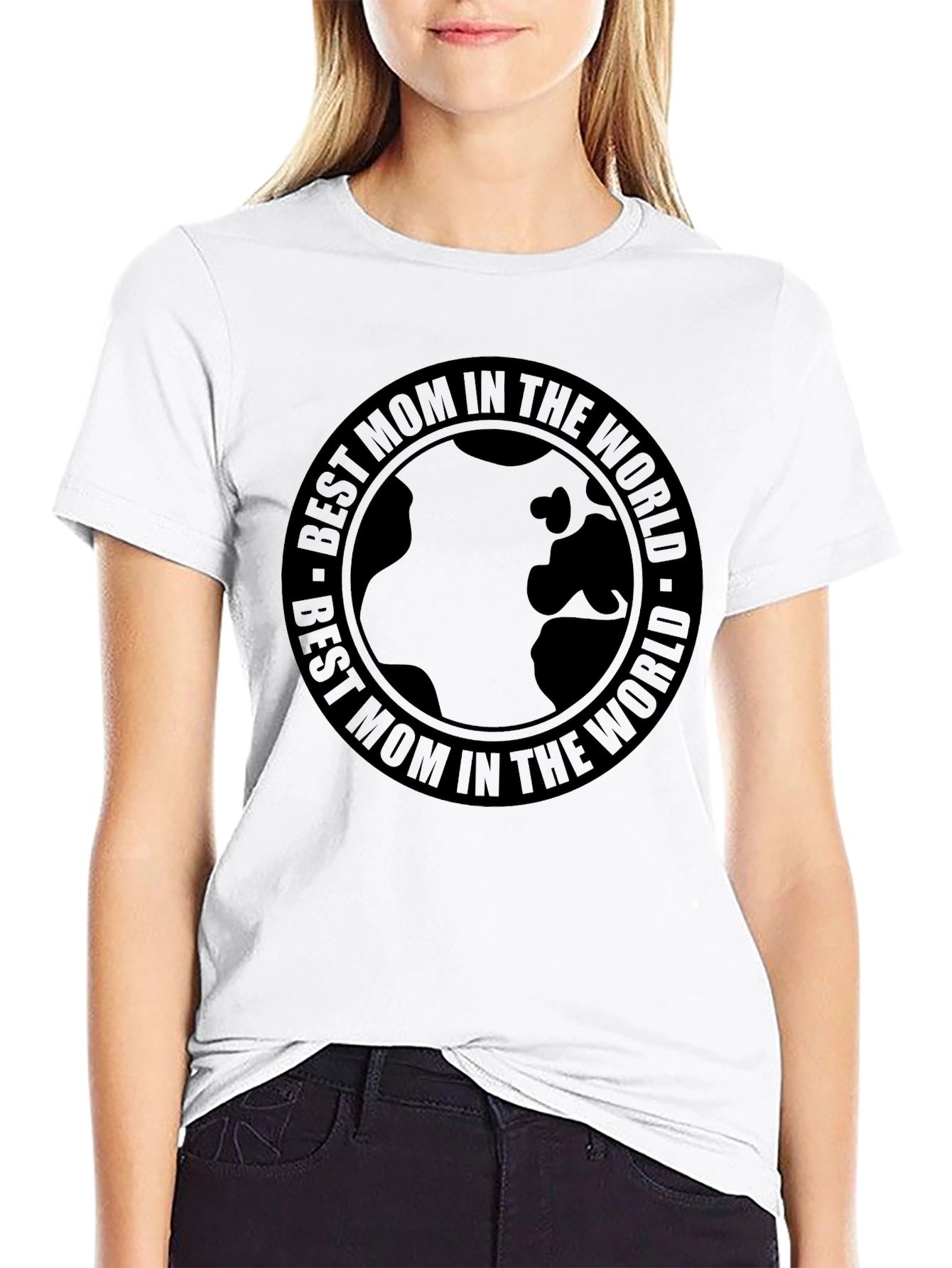 Best Mom in the World Black Graphic T-Shirt