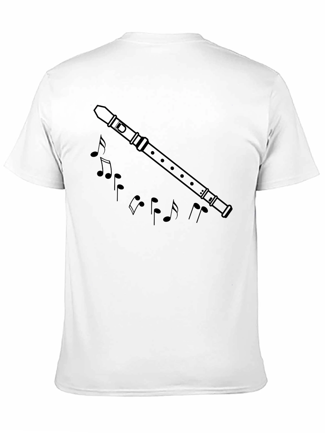 Musical Flute & Notes Graphic Black T-Shirt