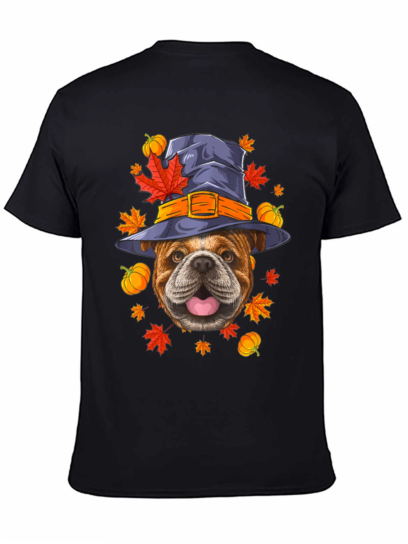 Bulldog Witch Hat Fall T-Shirt