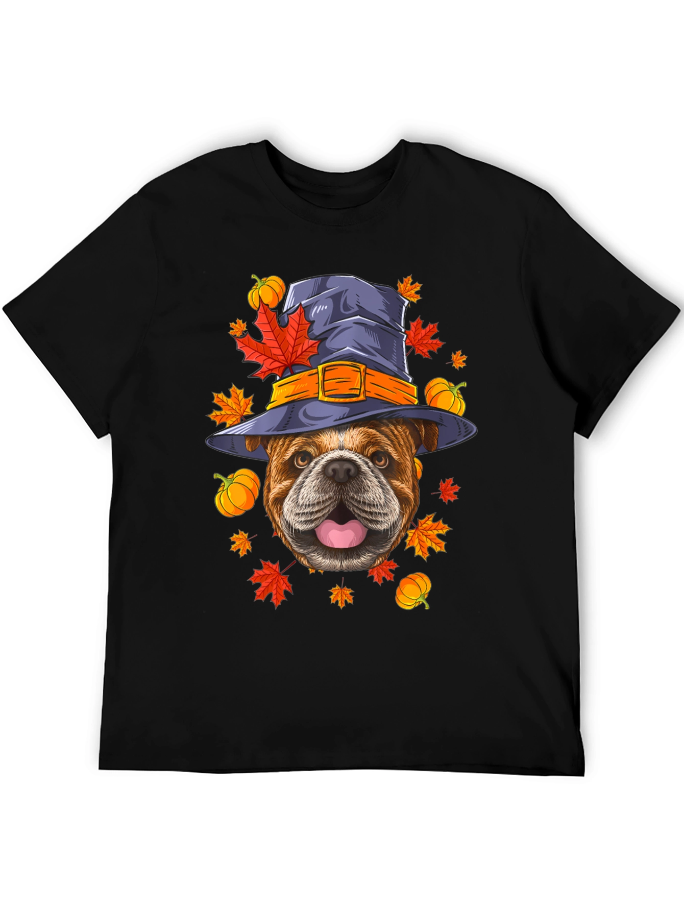 Bulldog Witch Hat Fall T-Shirt