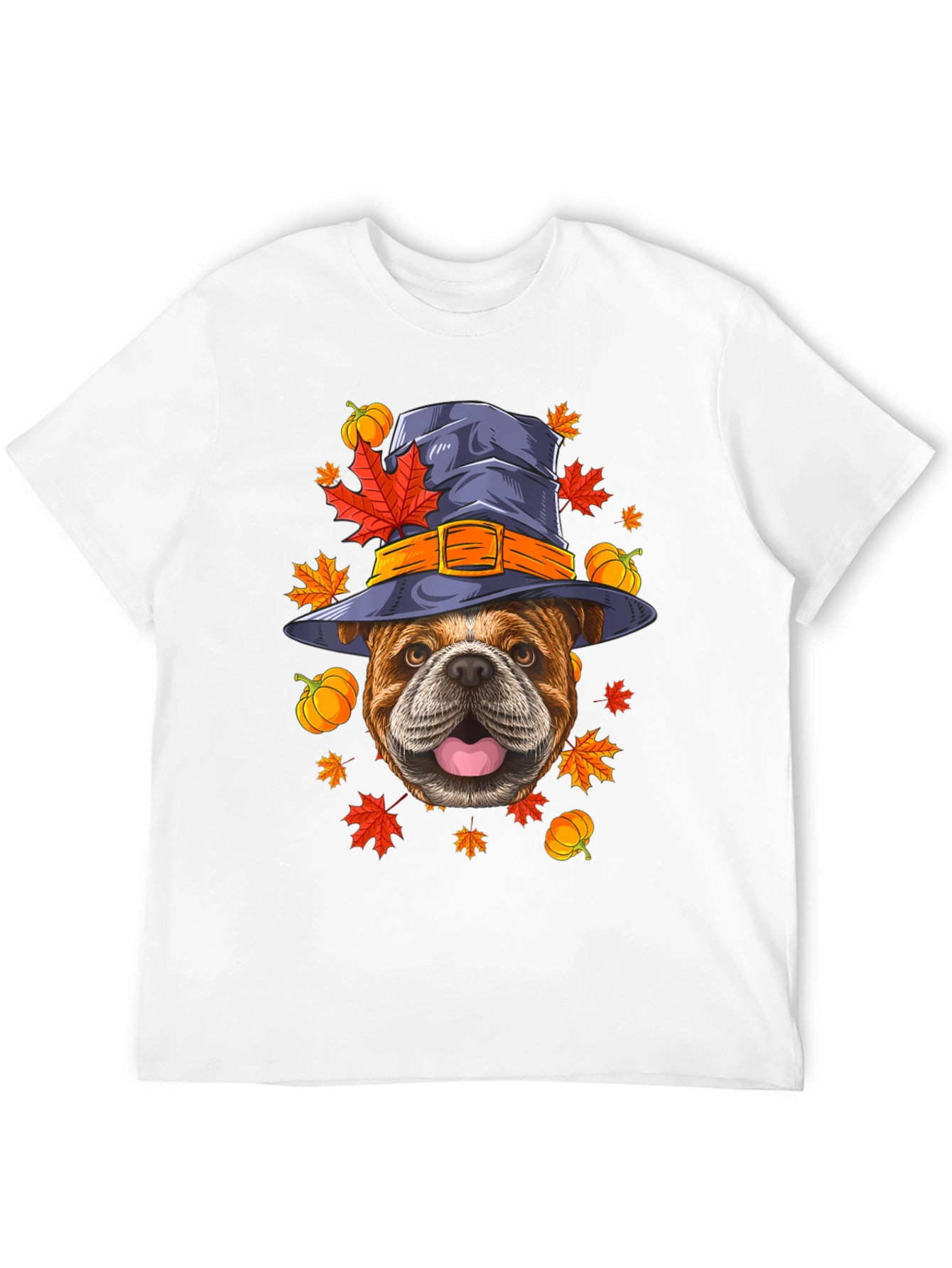 Bulldog Witch Hat Fall T-Shirt