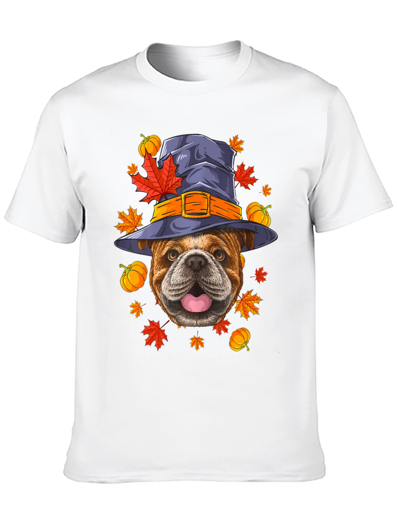Bulldog Witch Hat Fall T-Shirt
