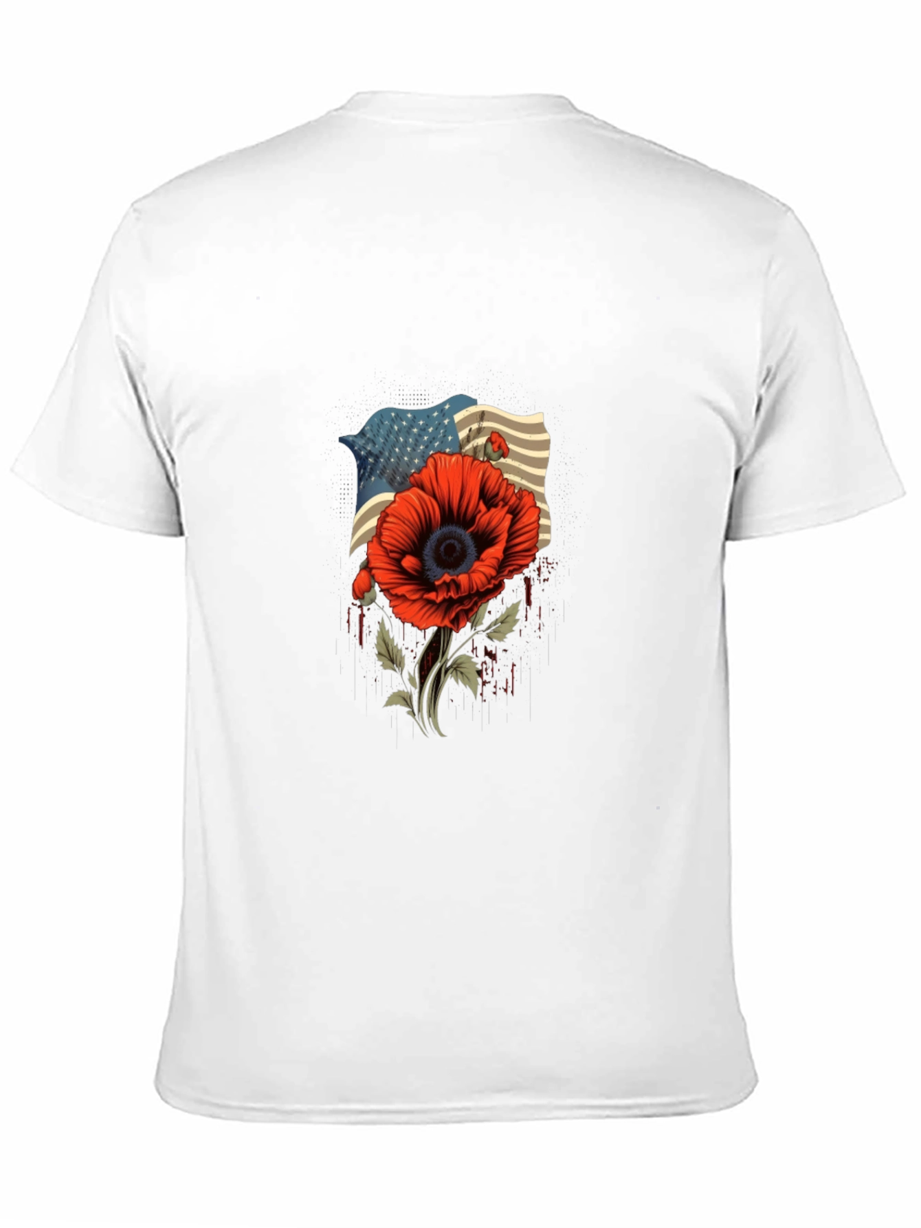 American Flag Poppy Graphic T-Shirt - Patriotic Style