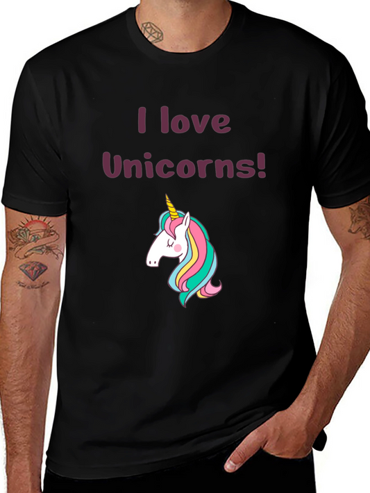 I Love Unicorns Graphic Tee - Black T-Shirt