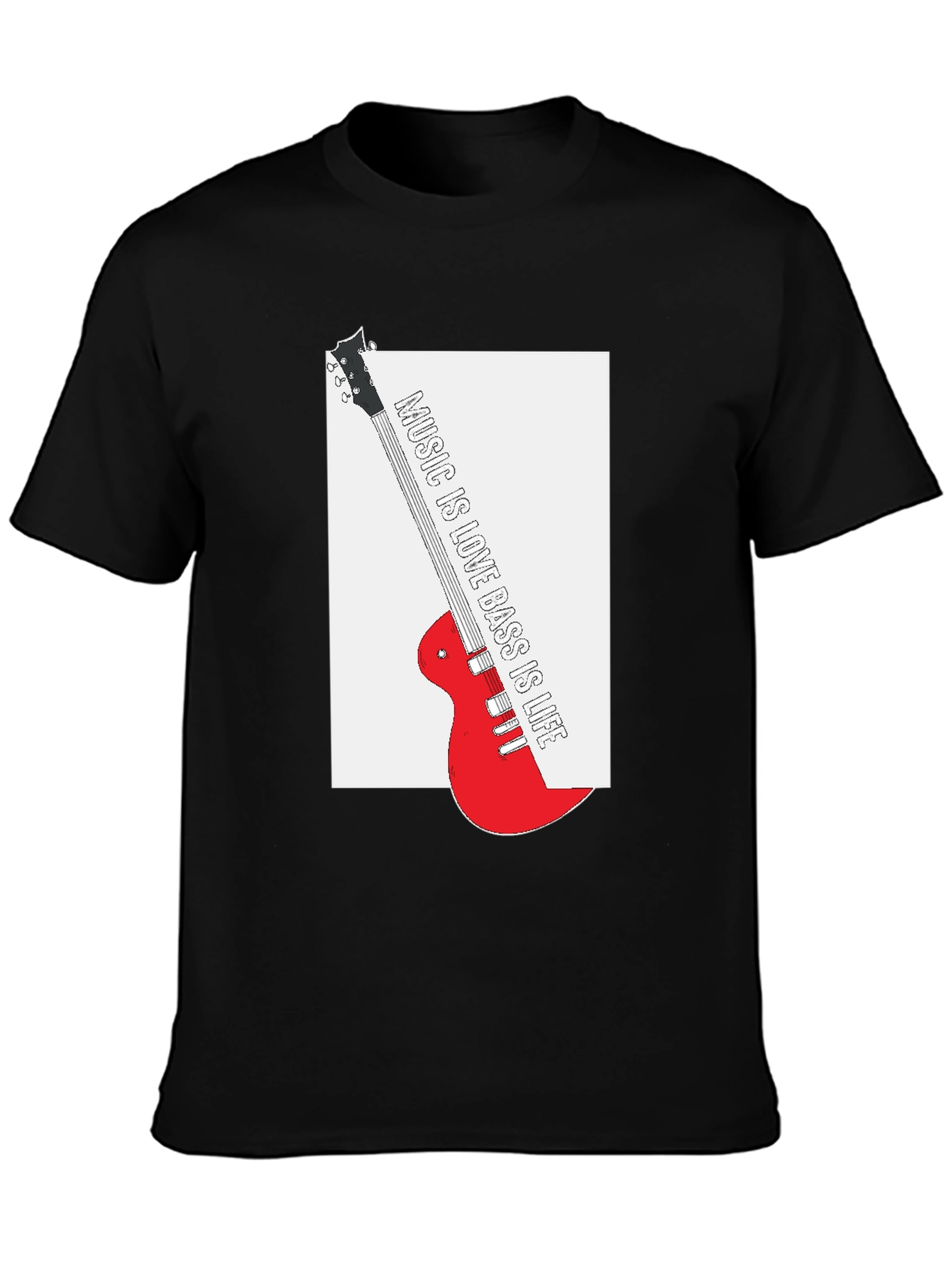 Music is Love Bass is Life Black T-Shirt