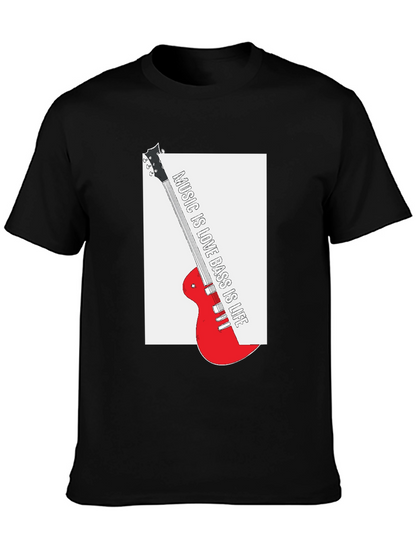 Music is Love Bass is Life Black T-Shirt
