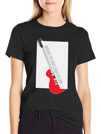 Music is Love Bass is Life Black T-Shirt