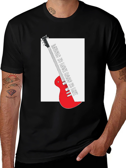 Music is Love Bass is Life Black T-Shirt
