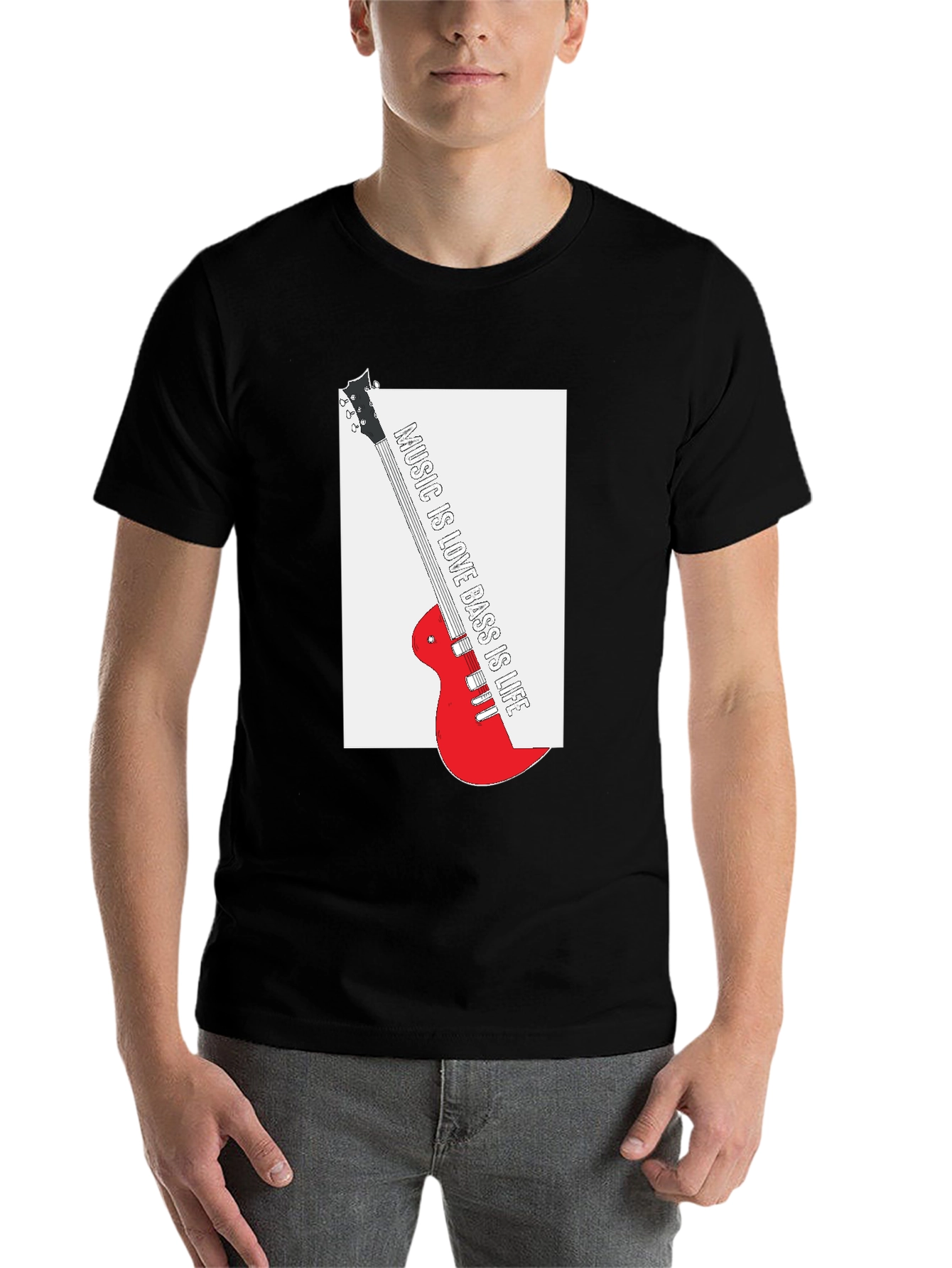 Music is Love Bass is Life Black T-Shirt