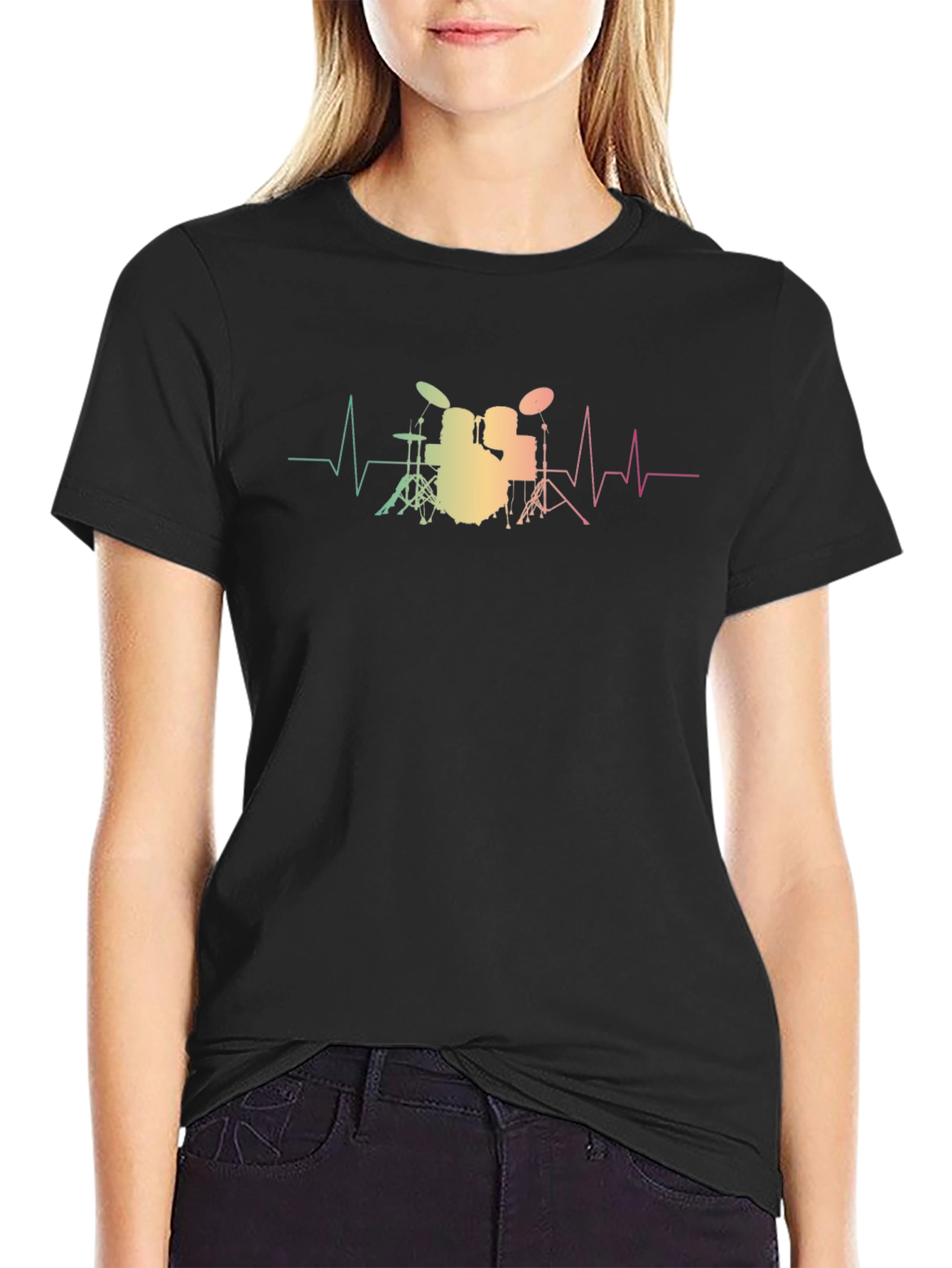 Drum Kit Heartbeat T-Shirt - Musician Tee