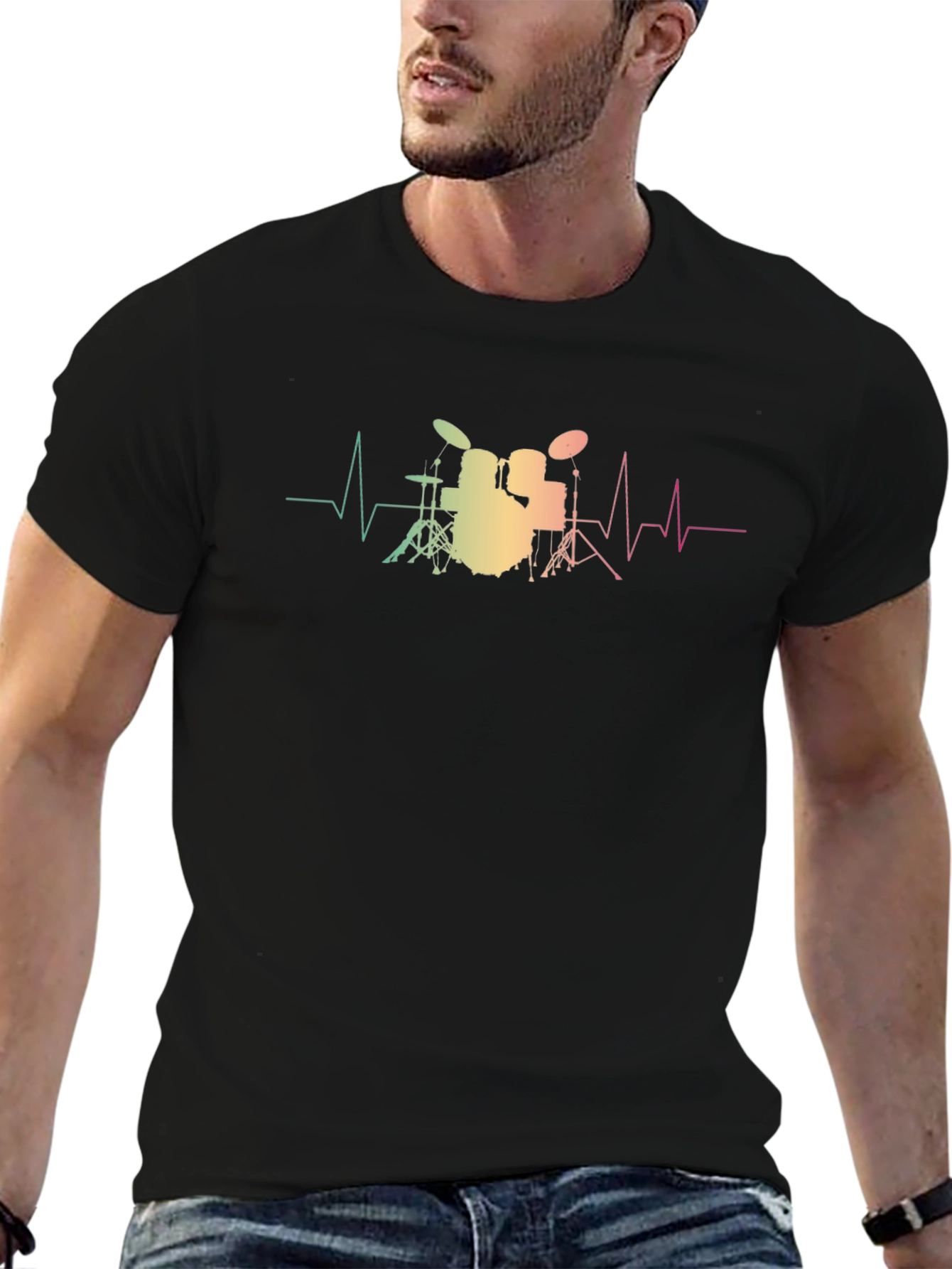 Drum Kit Heartbeat T-Shirt - Musician Tee