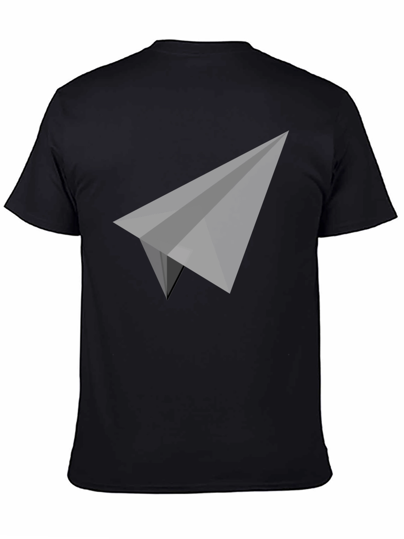 Geometric Paper Plane Graphic Tee - Sleek Black T-Shirt