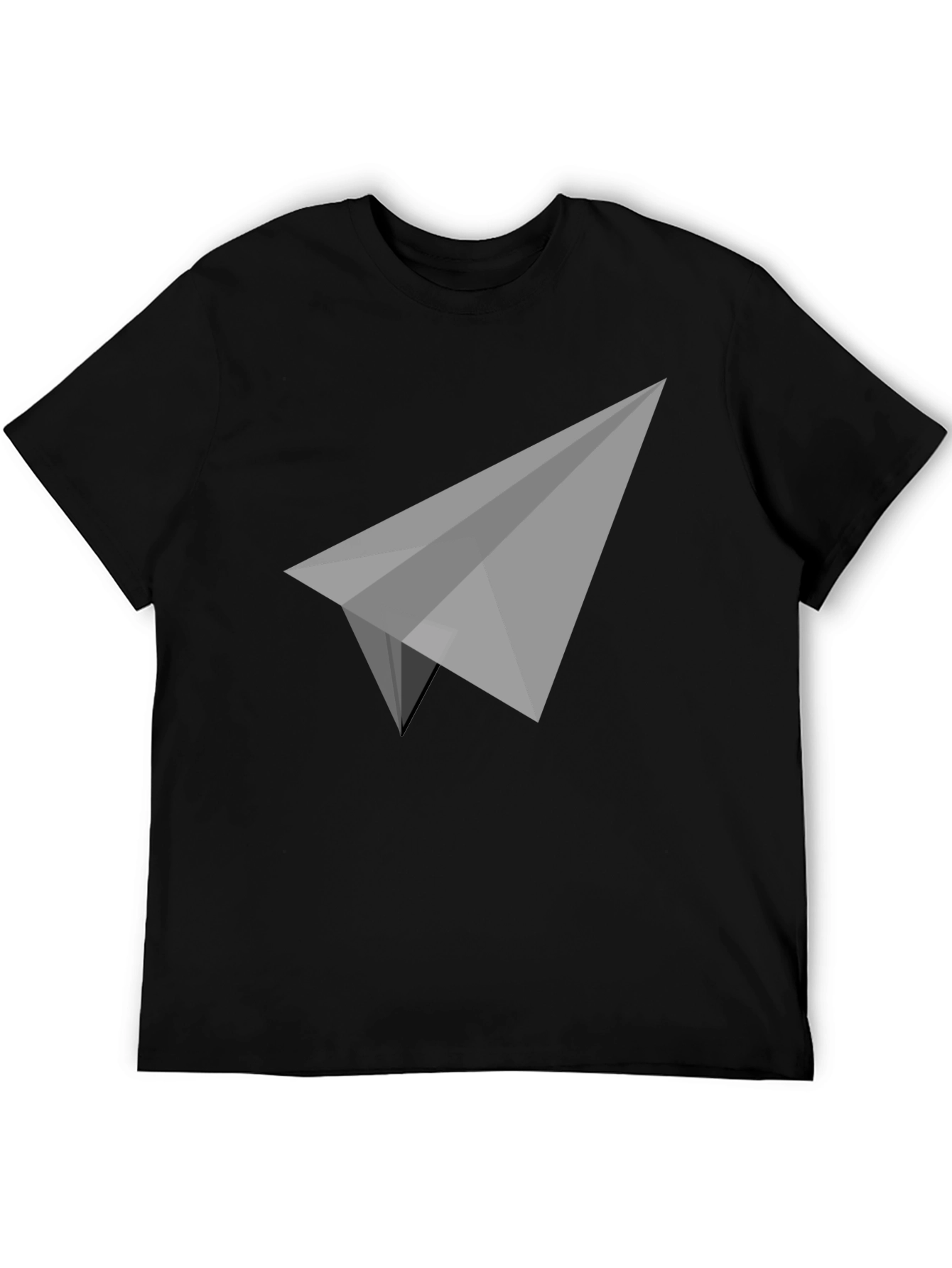Geometric Paper Plane Graphic Tee - Sleek Black T-Shirt
