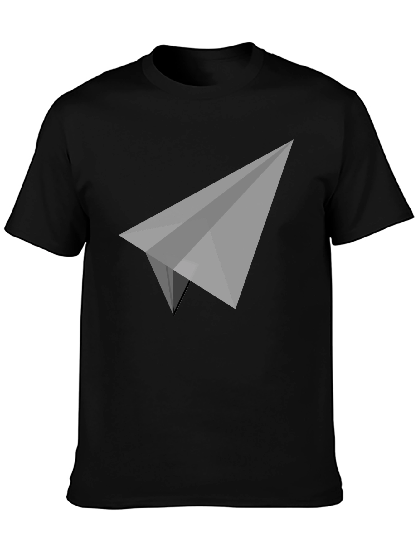 Geometric Paper Plane Graphic Tee - Sleek Black T-Shirt