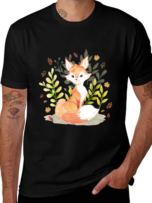 Watercolor Fox Graphic Tee - Nature Inspired Design