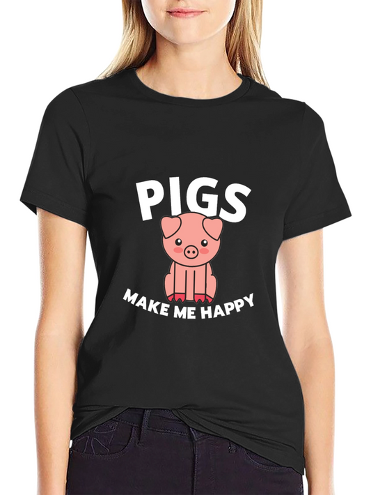 Pigs Make Me Happy Graphic T-Shirt